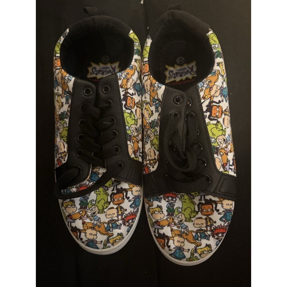 Viacom Rugrats Nickelodeon Cartoon All Over Print Lace Up Shoes Sneakers Size 10